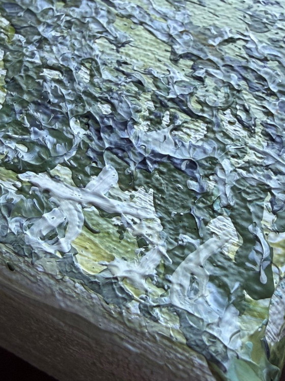Image 1 of Birch I – Abstract painting inspired by birch bark | Acrylic on canvas | 40x40 cm