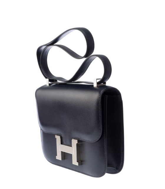 Image 1 of Sac HERMES Constance en Cuir Bleu Marine - 103443