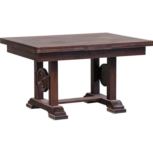 Vintage oakwood extensible dining table, France 1940s