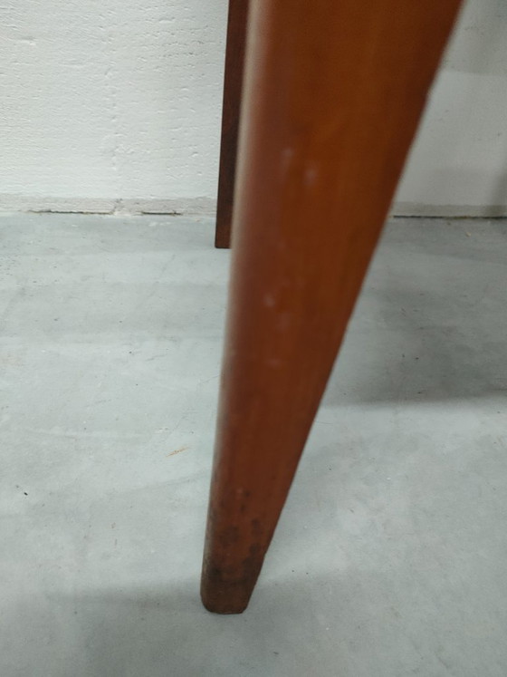 Image 1 of Tabouret d'appoint vintage de style scandinave, assise en similicuir, années 60/70