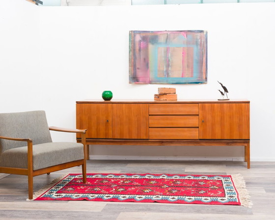 Image 1 of 1960s walnut sideboard, straight-lined design, restored.