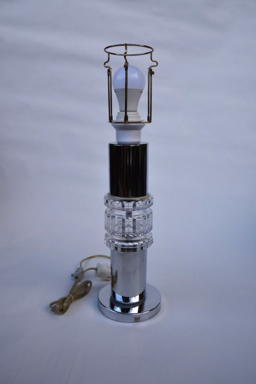 Kosta Boda type 1180 crystal and chrome table lamp