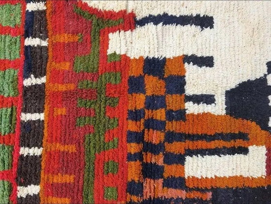 Alfombra bereber marroquí multicolor 300x200 cm – patrón figurativo – hecha a mano – Lana, Algodón, Vintage (photo 6 of 9)
