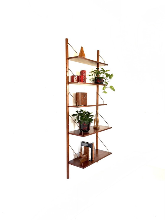 Vintage Deens Teakhouten Wandsysteem ‘60 – Wandkast, Wood, Brass (photo 12 of 13)