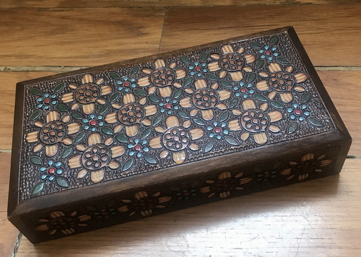 Carved wood box Bulgaria