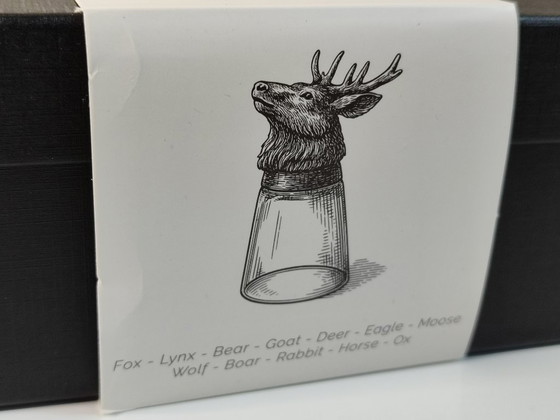 Image 1 of 12 borrelglaasjes van 25 ml met metalen dierenvoetjes