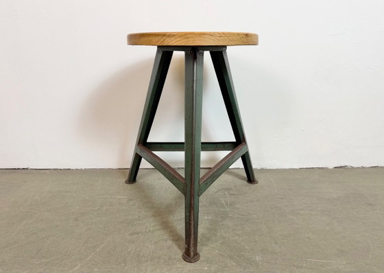 Image 1 of Green Industrial Workshop Stool, 1960s