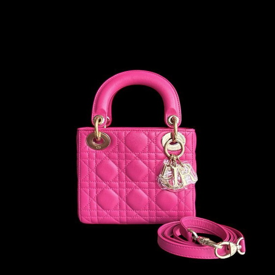 Image 1 of DIOR LADY MINI - CANNAGE LAMSLEER FELROZE GOUDEN BESLAG VERSTELBARE BAND