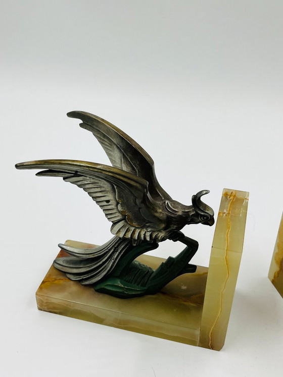 Art Deco Onyx Birds of Paradise Bookends – Decorative Objects, Marble, Metal (photo 2 of 14)