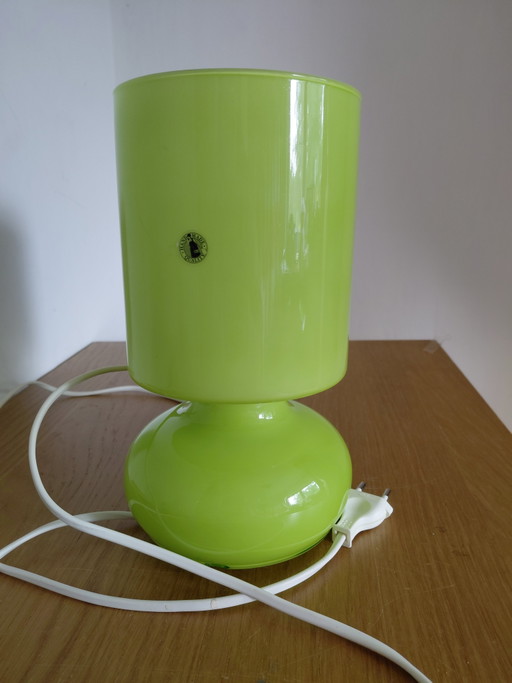 Lampe de table vintage IKEA Lykta en verre vert, lampe champignon fonctionnelle