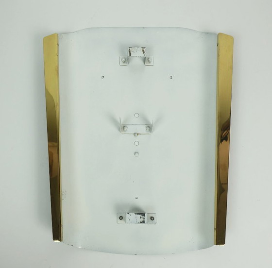 Image 1 of SPECCHIO DA PARETE moderno di metà secolo degli anni '50 e '60 con cornice in metallo e ottone