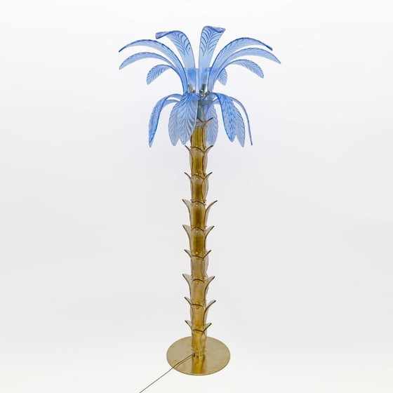 Image 1 of Mid-Century Modern Murano Glass and Brass Palm Tree Floor Lamp