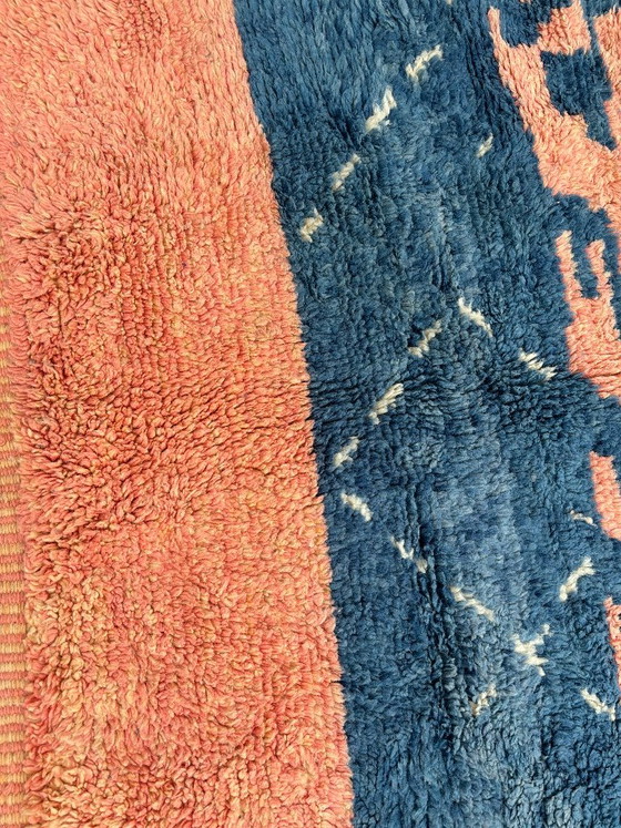 Alfombra marroquí Mrirt azul de 185x250 cm, alfombra bereber de lana hecha a mano, alfombra marroquí de lujo. (photo 9 of 11)
