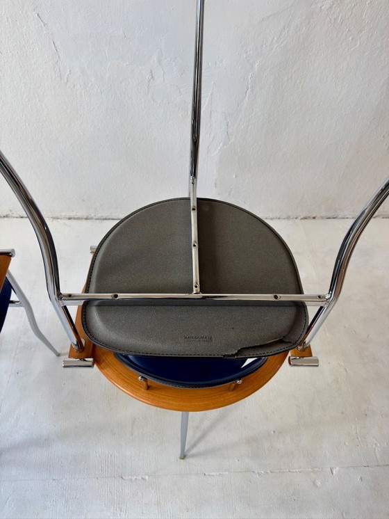 Image 1 of Sillas Stiletto en cuero azul de Arrben con estructura cromada