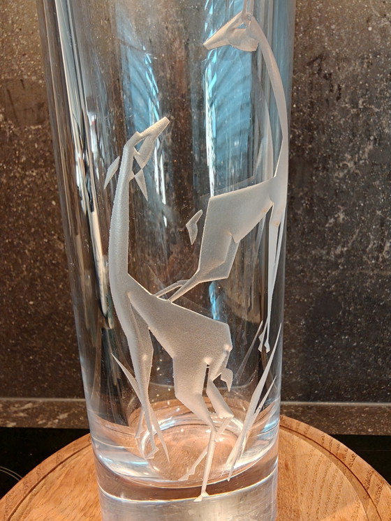 Image 1 of Serves vase with giraffes, 26 cm, made in France
