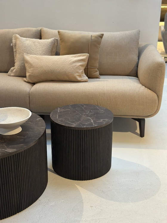 Image 1 of SITS Moa 3-zits in linnenmix Soft Brown - poot walnoot