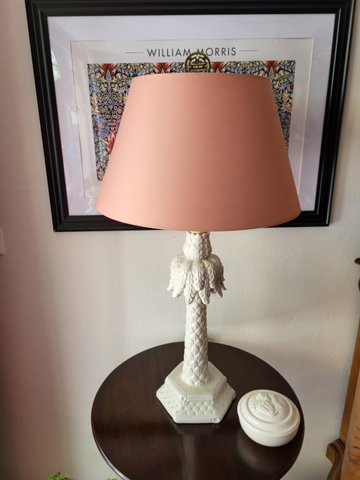 Vintage palm tree lamp white ceramic