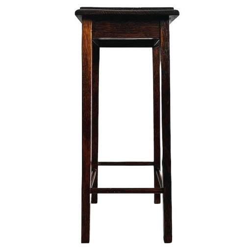 Medium-height mid-century vintage solid oak plant table 1960s