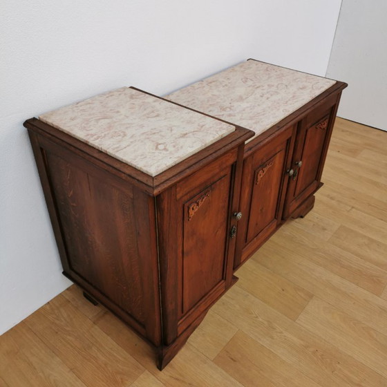 Image 1 of Antique TV cabinet television cabinet sideboard wall cabinet with marble top