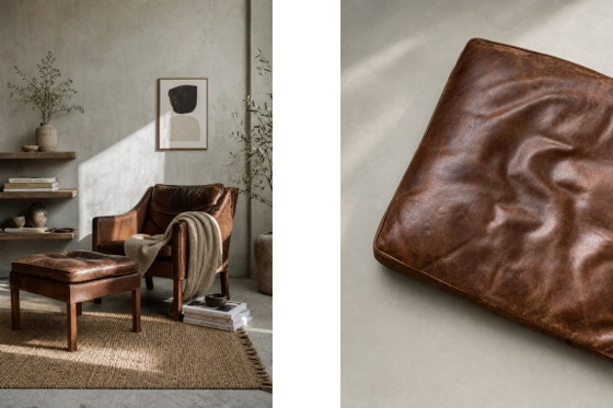 Vintage Mid-Century Deense moderne lounge lederen stoel & poef model 2207 door Børge Mogensen voor (photo 15 of 51)