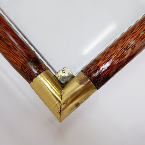 Image 1 of Coffee table in bamboo and brass, glass top, 1960s