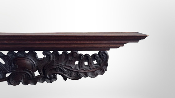 Image 1 of Estantería de pared de madera grande unidad de pared de madera tallada