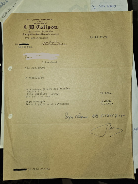 Image 1 of Set of 4 Thonet 214 Chairs (Vintage 1974) - 3 Cane Seats to Restoration