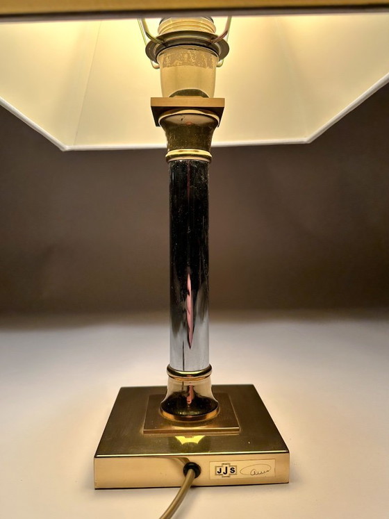 Lampada da tavolo vintage Le Dauphin, Lampade da tavolo, Tessile, Cromo, Crema (foto 8 di 9)