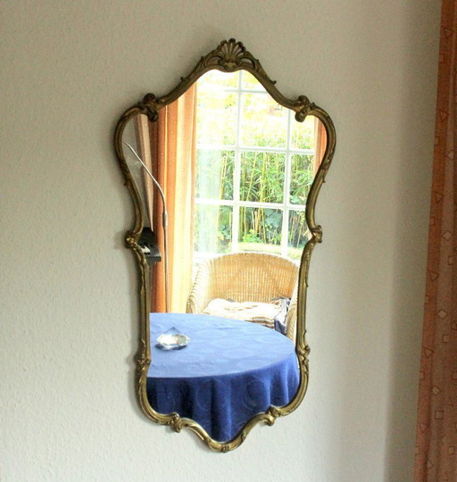 Wardrobe mirror - Wall mirror - Brass frame - Vintage