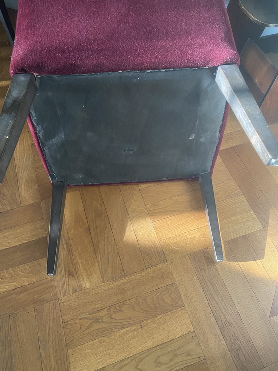 Image 1 of 6 sedie da pranzo in velluto bordeaux di Bench