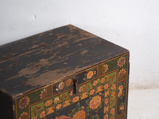 Antique painted trunk in pine wood – China, circa 1900 – Storage cabinet, Iron (photo 17 of 40)