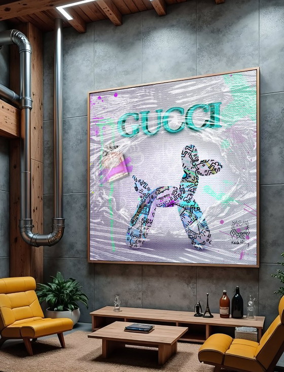 Image 1 of Beperkt: Wrapped Woof - Gucci X Keith Haring Editie | 140 X 140 Cm | 2025 (Ori, 1983)