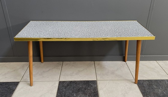 Image 1 of rectangular formica coffee tabel balck and white 1960s