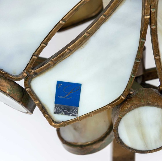 Image 1 of Rare lampe de table italienne brutaliste en pâte de verre et fer forgé par Longobard, années 70