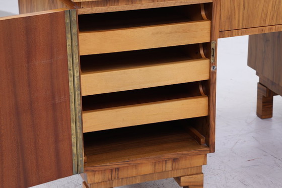 Image 1 of Art Déco desk 1920s original | Antique walnut office desk | Vintage wooden executive desk | #05-18