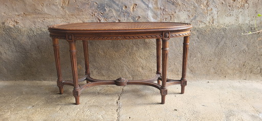 Louis XVI Wicker Cane Bench, Late 19th century