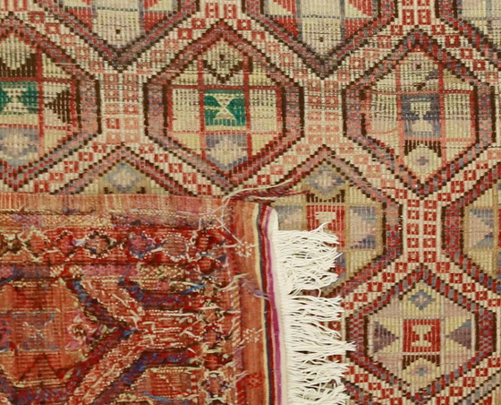 Tappeto turco vintage Usak Kilim 300x160 cm – Tessuto a mano in lana con motivo geometrico, tessitura (photo 10 of 10)