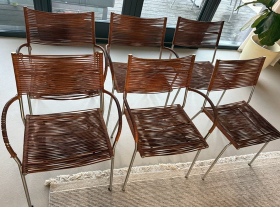 6x Sillas Pierantonio Bonacina 'Miss B' - Tito Agnoli (Fixer Uppers) – Sillas de comedor, Leather, rvs (photo 4 of 6)
