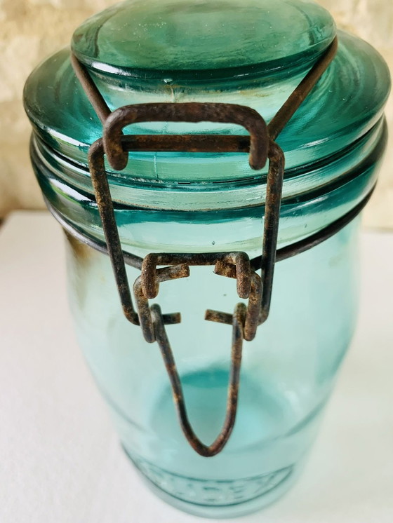 Image 1 of Pots en verre turquoise de Solidex, 1940s, ensemble de deux.