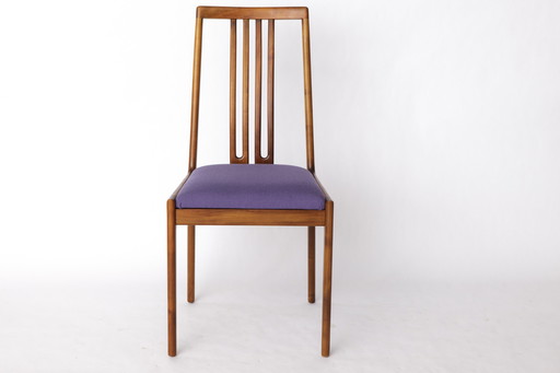 1 van 11 Vintage stoelen van Lübke - jaren 1960-70 Beukenhout en bekleding van violet textiel