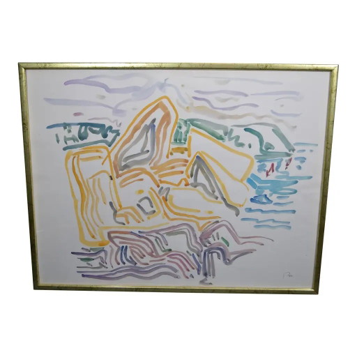 Peter Pfosi "Landscape" Watercolor Painting, Monogrammed and Dated 1987, Framed