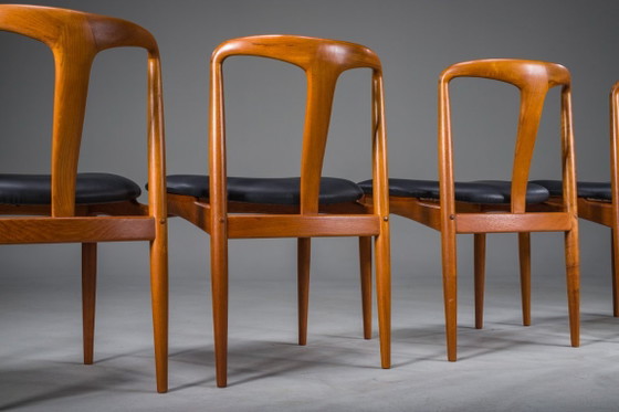 Image 1 of Juliane Dining Chairs in Teak and Black Leather by Johannes Andersen for Uldum Møbelfabrik, Denmark, 1960s, Set of 6