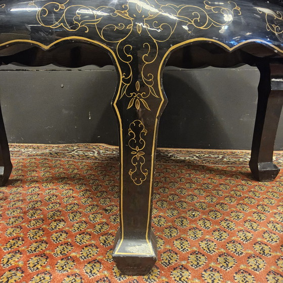 Image 1 of Vintage chinese salontafel / oosterse tafel (diameter:75cm)  Aziatische salontafel/ Bohemian salontafel/ koffietafel 