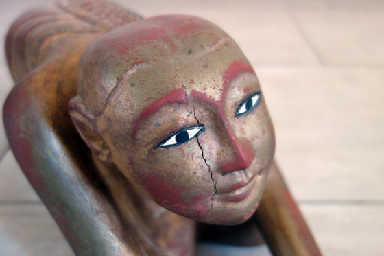Image 1 of Statue of a Burmese Buddhist monk in prayer, 19th century #2