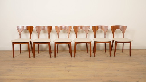 6 x eetkamerstoel | Koefoeds Hornslets | Niels Koefoed | Model Peter | Teak