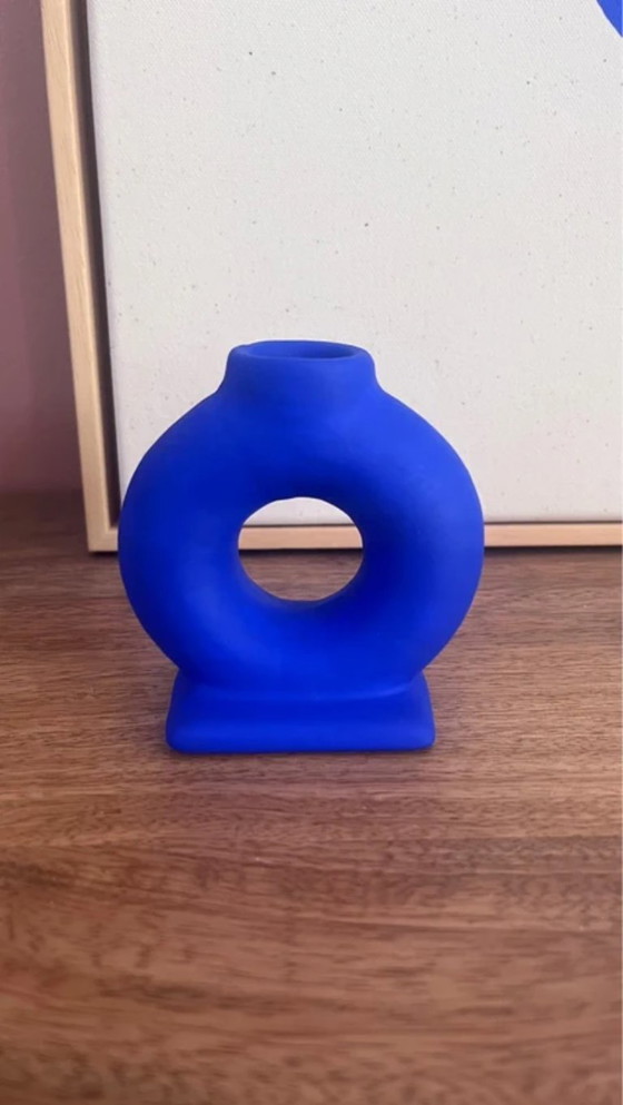 decoratie object donut kandelaar majorelle blauw, Kandelaars en kaarsen, Keramiek, Modern (foto 3 van 5)