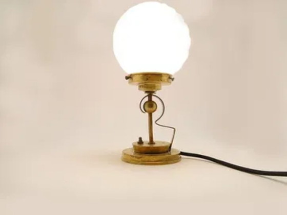 Art Deco Bauhaus German Bedside Lamp, 1940s, Table lamps, Glass, Metal, Black (photo 3 of 5)