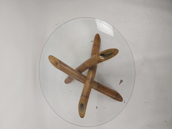 Image 1 of 1 x bamboe en glad salontafel 1970's 107 x 38cm 
