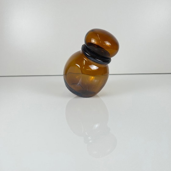 Image 1 of Vorratsglas aus geräuchertem braunem Glas, Lever, Belgien