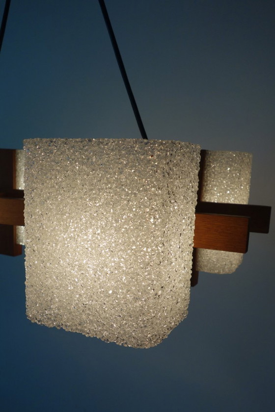 Image 1 of Lampadario scandinavo in perspex e teak, anni '60/'70